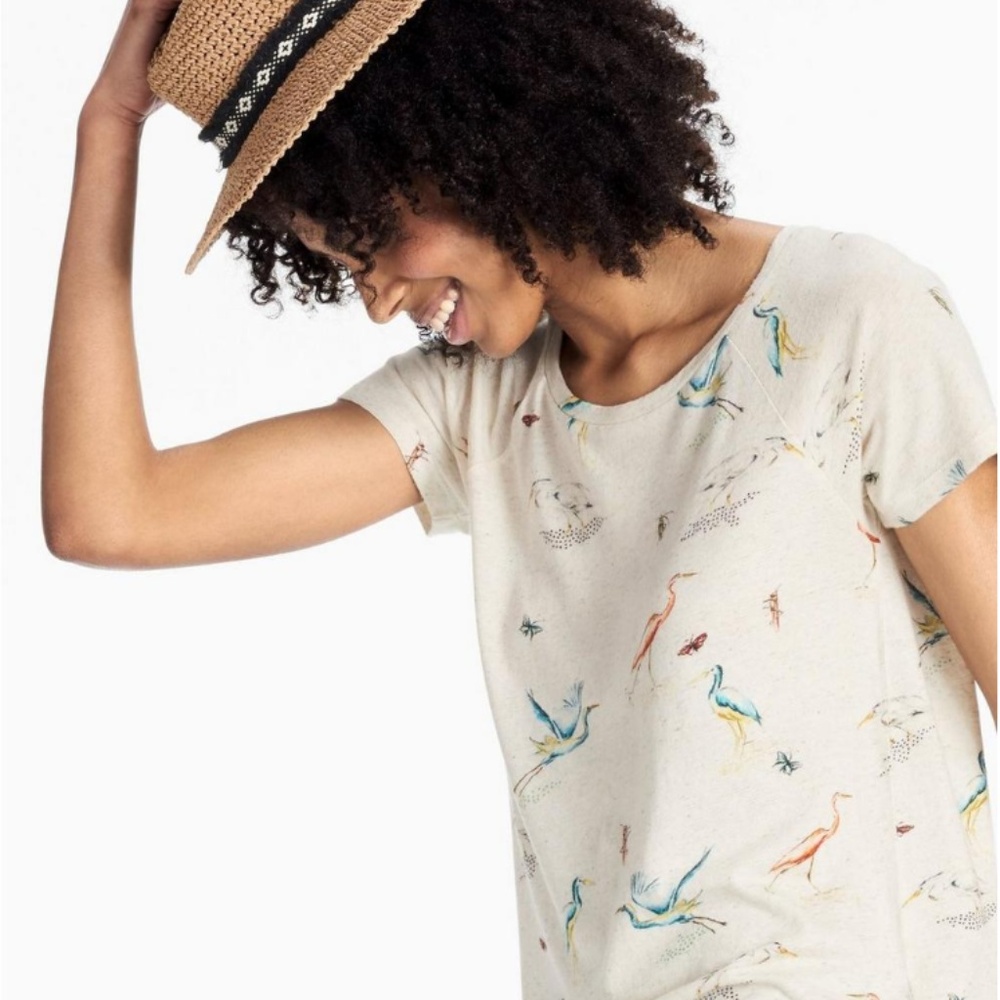 Lucky Brand Allover Birds Tee, NWOT Med